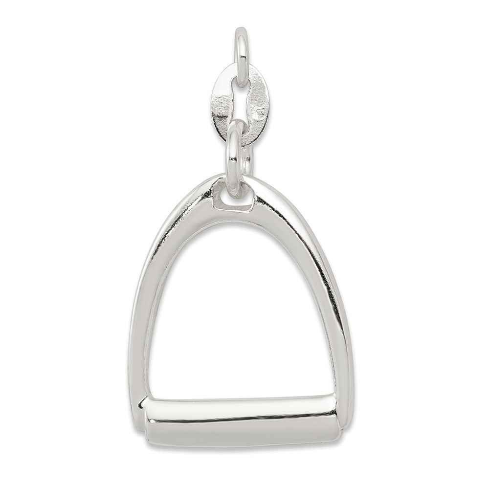 925 Sterling Silver Large Equestrian Horse Stirrup Necklace Charm Pendant